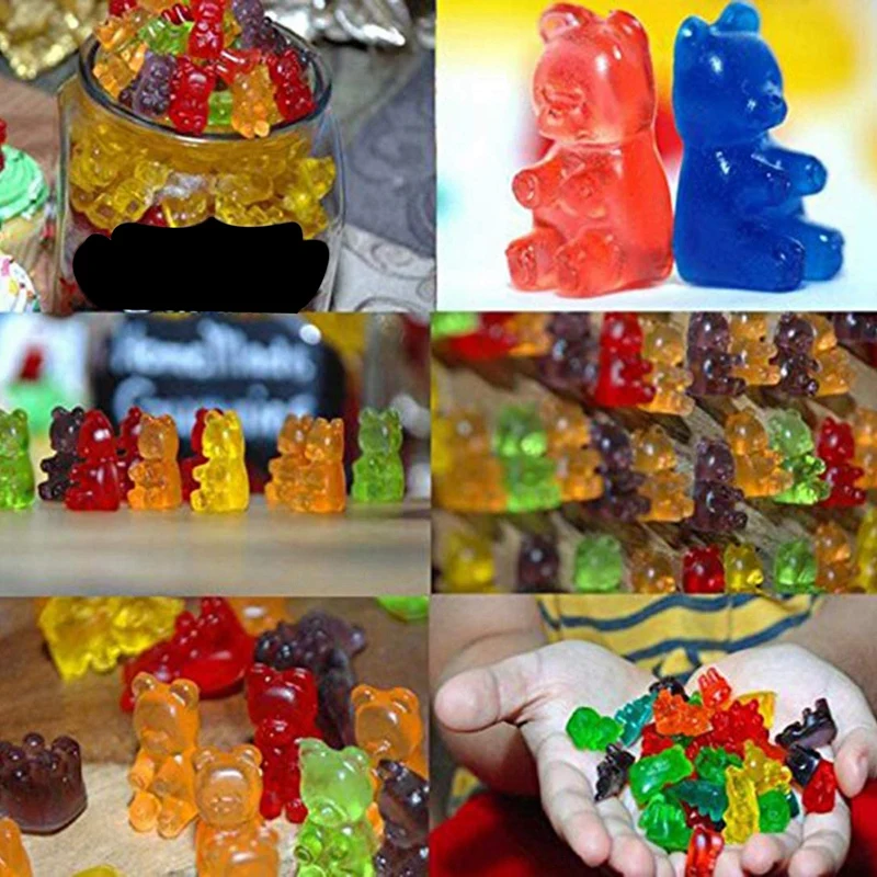 50 полостей красочные силиконовые Медвежонок Gummy конфеты плесень с 6 капельницей