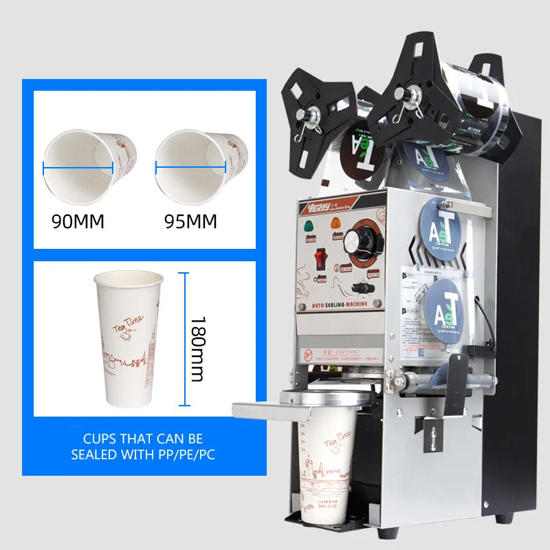 

Commercial Cup Sealer Bubble Tea Cup Sealing Machine Automatic Bubble Tea Machine for 9/9.5/8.8 PP/PE/Paper Cup Seal