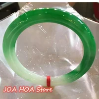 new natural myanmar green jadeite bangle handcarved emerald bracelet women men hand ring fine jade jewelry