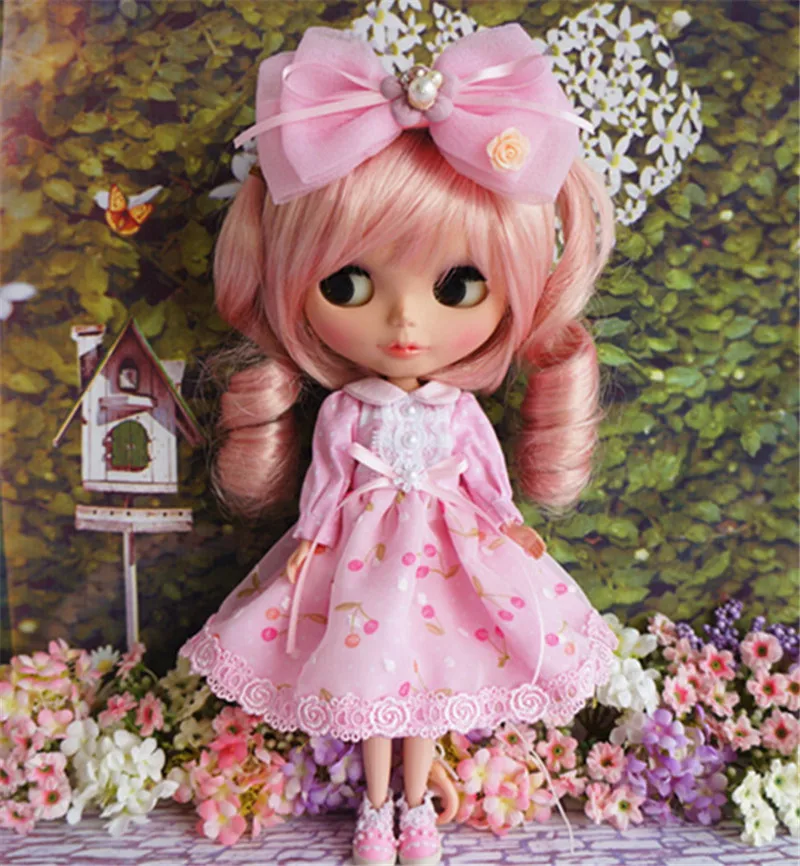 Одежда для куклы блайз 1/6 розовое кружевное платье с милым бантом кукол Pullip Licca Azone