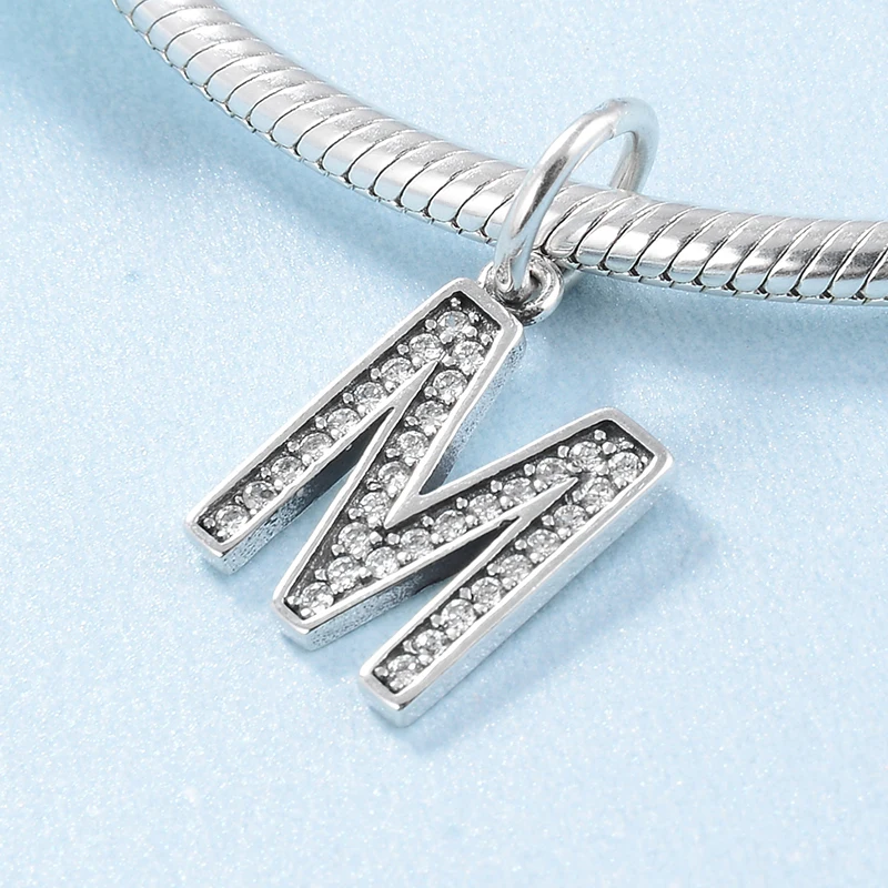 Новый 925 стерлингового серебра Полые бусины с буквой М модные женские аксессуары