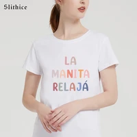 the little hand relax camiseta feminina women t shirts top funny spanish letter print leisure aesthetic lady tshirt