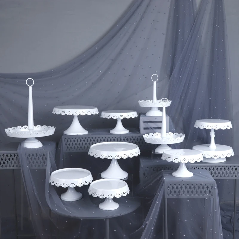 

European retro white lace cake plate Dessert table decoration cake plate&Cake stands