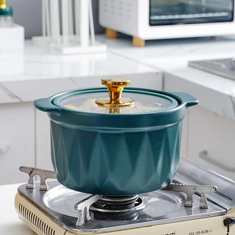 Кастрюля матовая керамическая устойчивая к высоким температурам и открытому