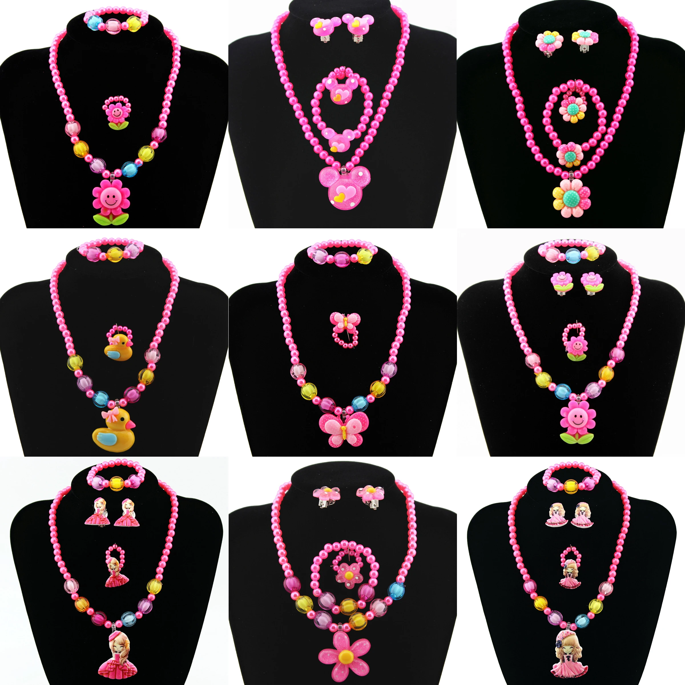 9 видов искусственного жемчуга розовые бусы утка животное цветок ожерелье кольцо