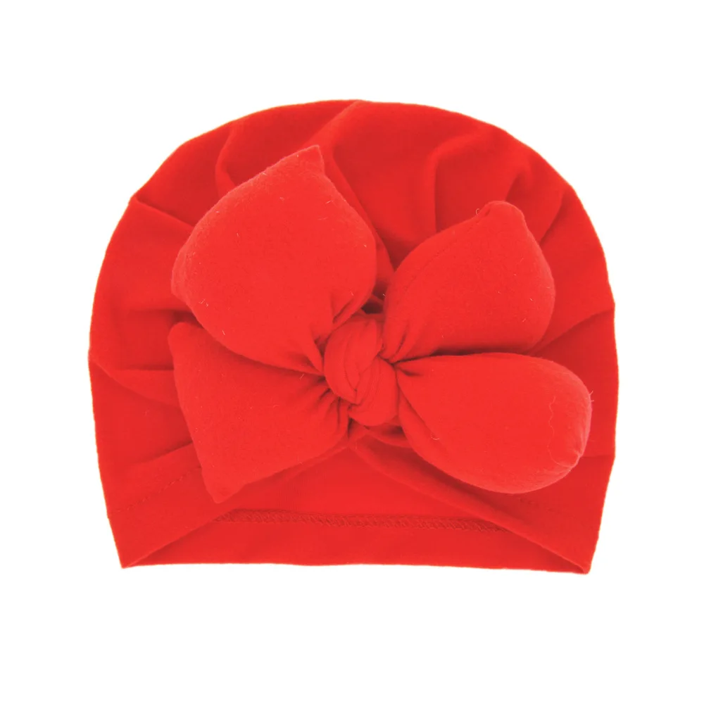 

New 1PCS Kids Turban Caps with Double Bows Baby Girls Hats Solid Color Toddler Beanie Photography Props Headwear Birthday Gifts