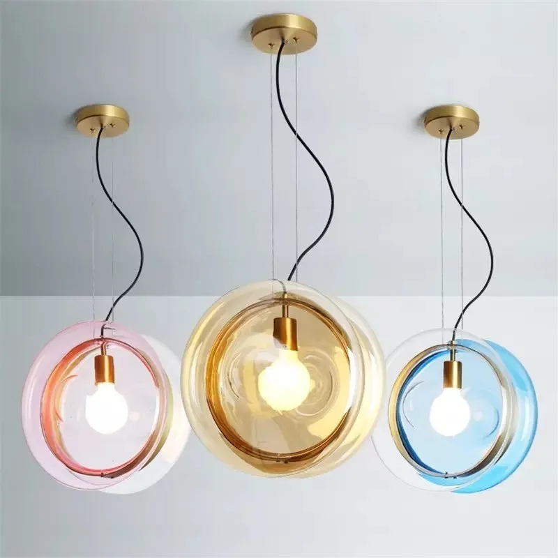 

Nordic Yoyo Ball Style Pendant Lamp Modern Diningroom Bedroom Bar Cafe Hanglight Creative Glass Curve Led Indoor Lighting Lumina
