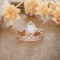 milangirl fashion luxury opal inlay zircon promise rings for women temperament bride wedding ring