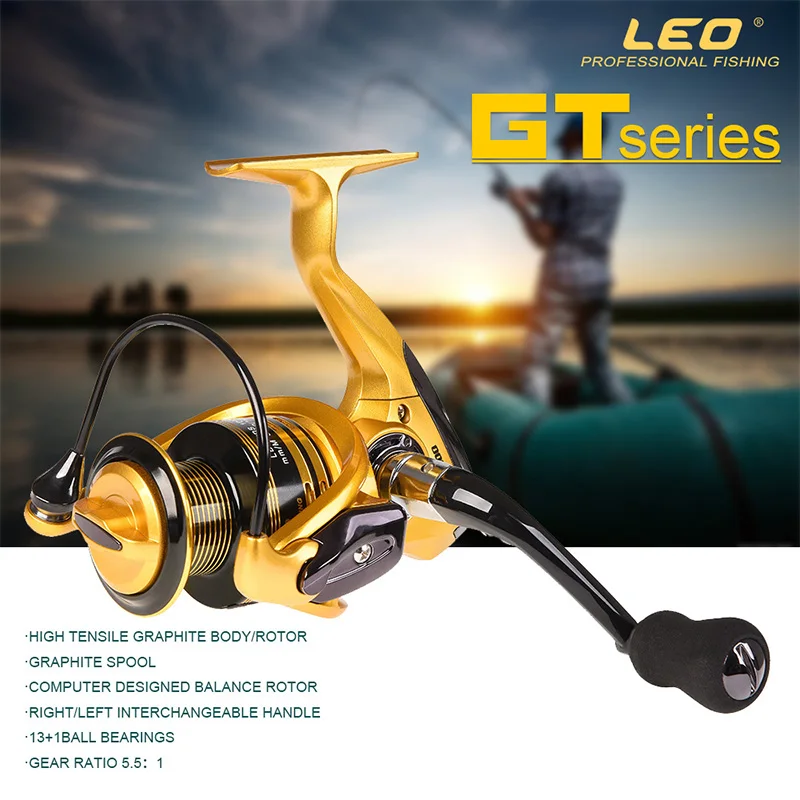 

LEO NEW Metal Fishing Reel 13+1BB 5.2:1 No Gap High Speed Spool Spinning Reel Professional Left/Right Hand Fishing Reel Wheels