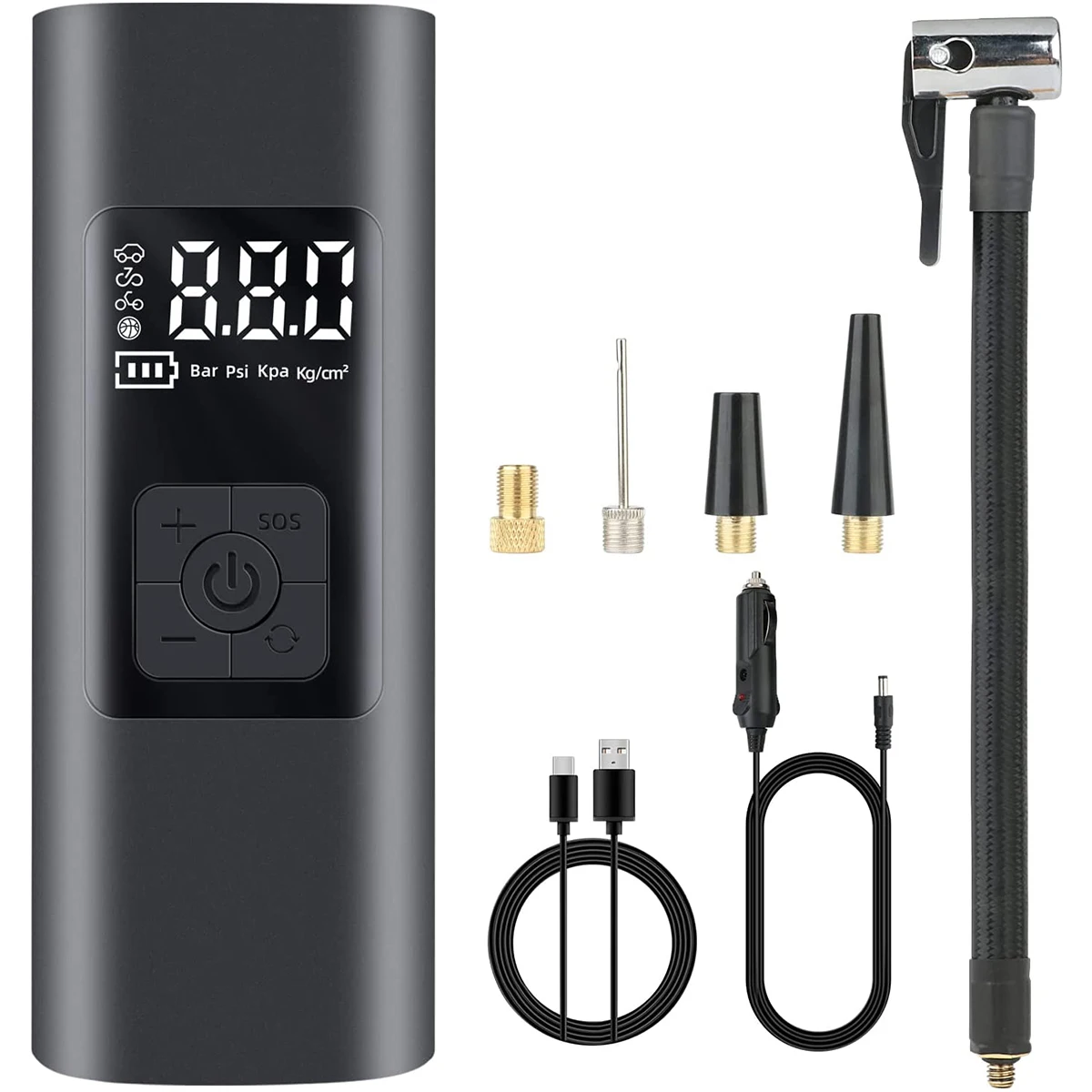 

150PSI Rechargeable Air Pump 6000mA Tire Inflator Cordless Portable Compressor Digital Car Tyre Pump for Bicycle Tires Balls