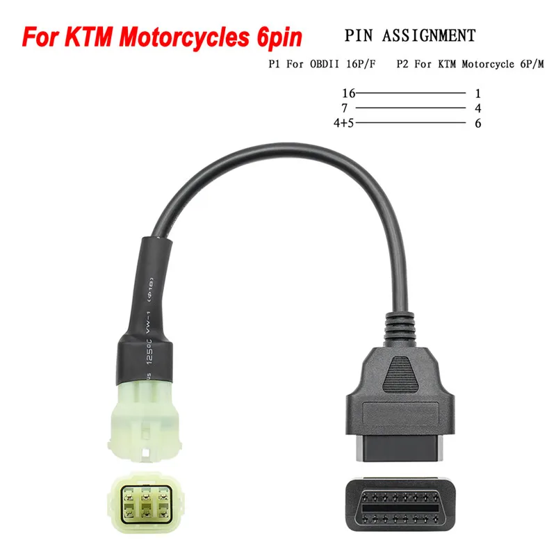 Разъем OBD2 для мотоцикла KTM 6pin OBD Удлинительный кабель | Автомобили и мотоциклы