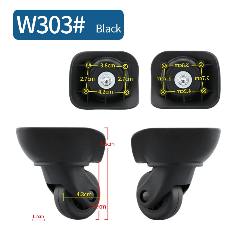 Trolley Case Universal Wheel Repair Caster Parts Travel Wheels Mute Double Anti-vibration 360 Degree Rotating Universal Wheels