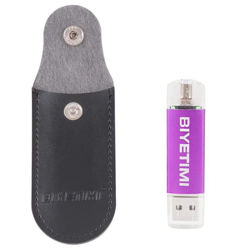 Фиолетовый USB флеш-накопитель Biyetimi, высокоскоростная кожаная сумка, OTG 8 ГБ, 16 ГБ, 32 ГБ, флеш-накопитель, карта памяти USB, флешка для смартфона - Цвет: Фиолетовый