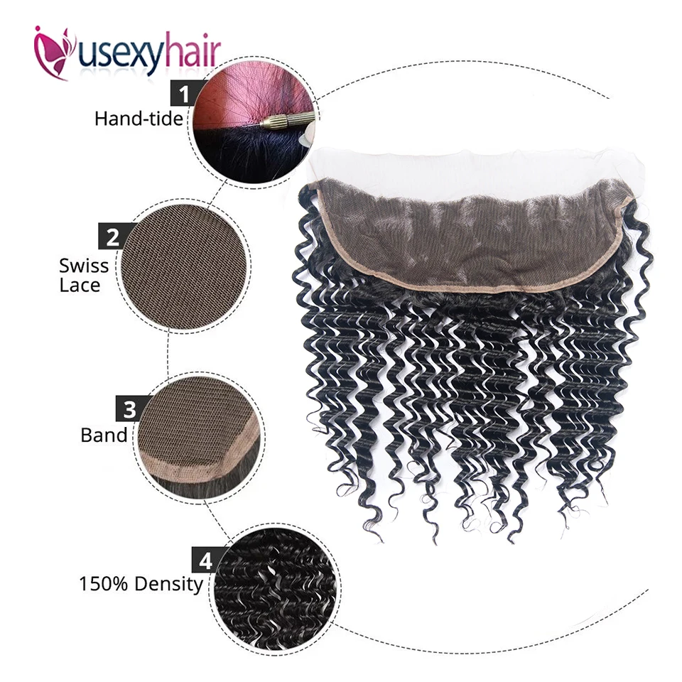 Индийские глубокие волнистые кружевные фронтальные волосы с детскими волосами