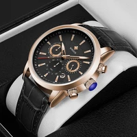 wwoor 2021 top brand luxury watch men classic leather business quartz calendar chronograph waterproof wristwatches reloj hombres