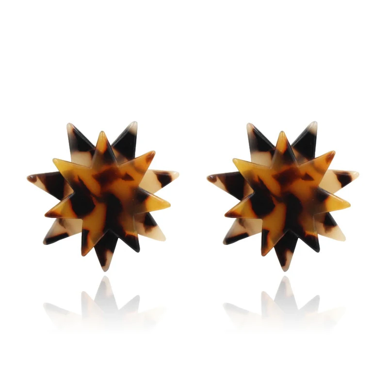 Новые модные серьги-гвоздики с леопардовым принтом черепахового цвета массивные