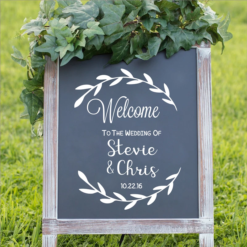 Personalised Welcome to the Wedding of Decal Sign Rustic Decor Decals Removable Custom Name Date sticker LW676 |