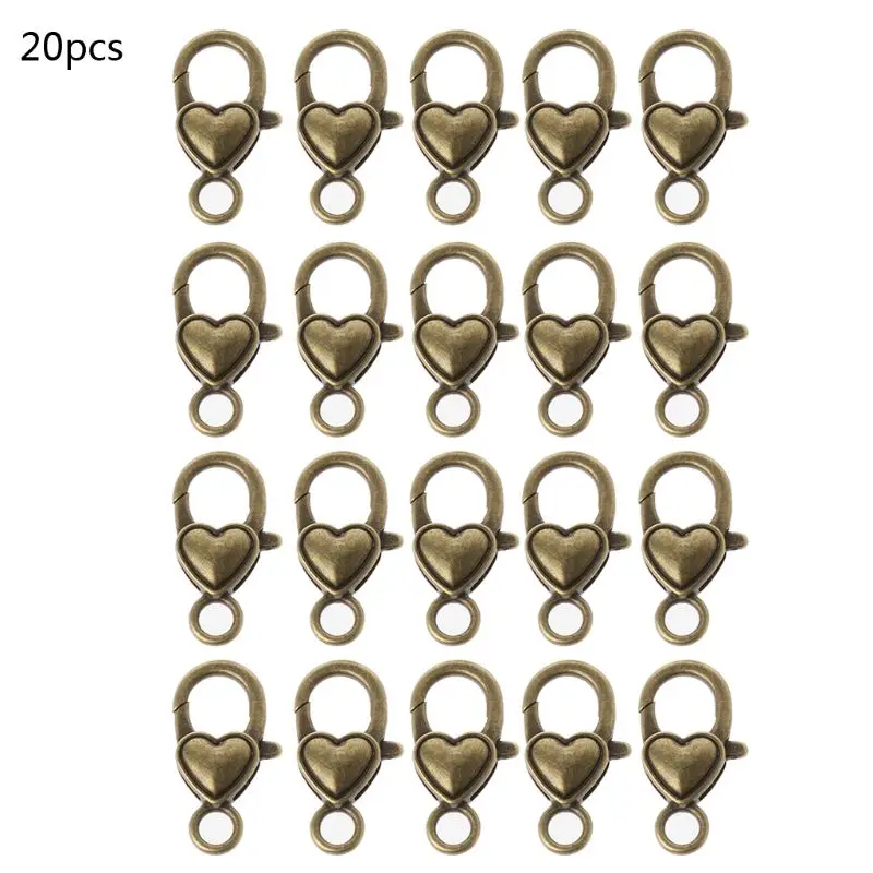 

20Pc Tibetan Silver Large Flower Heart Lobster Claw Clasp Hooks Jewelry Findings