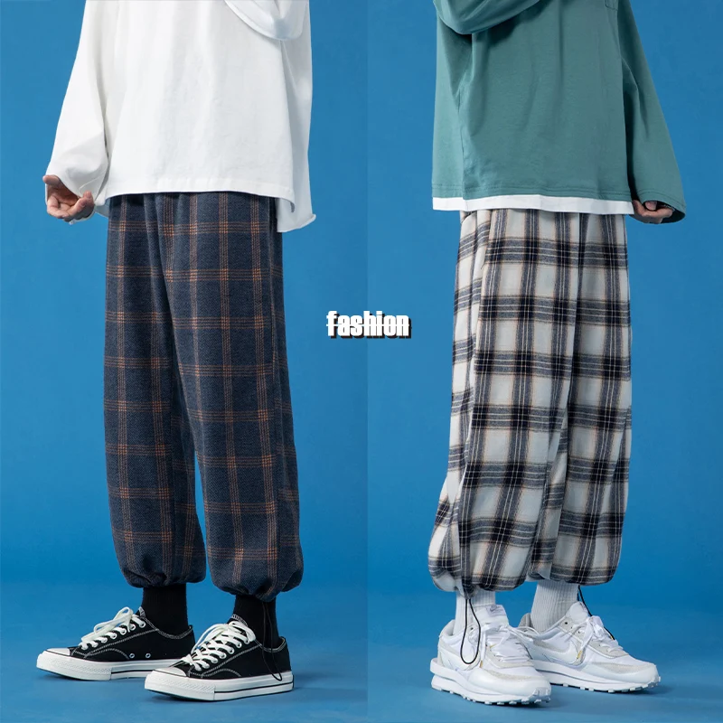 

Plaid Harem Pants for Mens 2021 Fashion Trends Clothing Teens Drawstring Trousers Japanese Harajuku Leggings Joggers Sweatpants