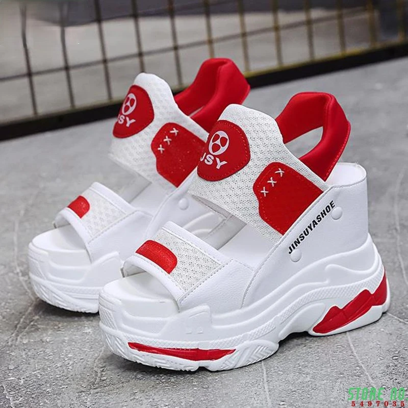 Женские босоножки на танкетке сандалии с открытым носком высокий каблук