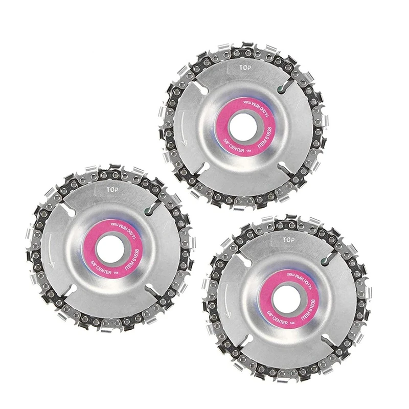 

3Pcs Grinder Wood Carving Disc Grinder Chain Disc 4-Inch 22 Teeth Circular Saw Blade Cutting Tools for Grinder