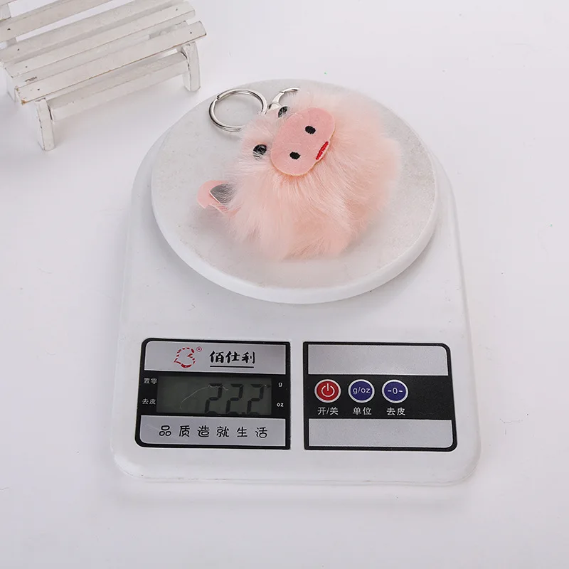 Брелок Chaveiro с шариком из искусственного кроличьего меха милый розовый мяч-свинка