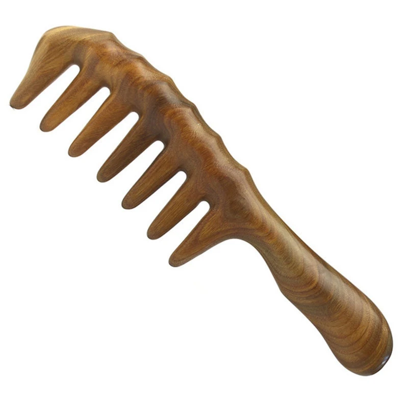 

Hair Comb for Detangling - Wide Tooth Wood Comb for Curly Hair - No Static Natural Wooden Sandalwood Comb