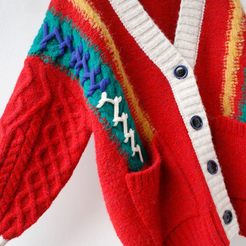 

2021 Autumn and Winter New Fashion Twist Lazy Wind Cardigan Sweater Women's Coat Loose Padded Sweater Top