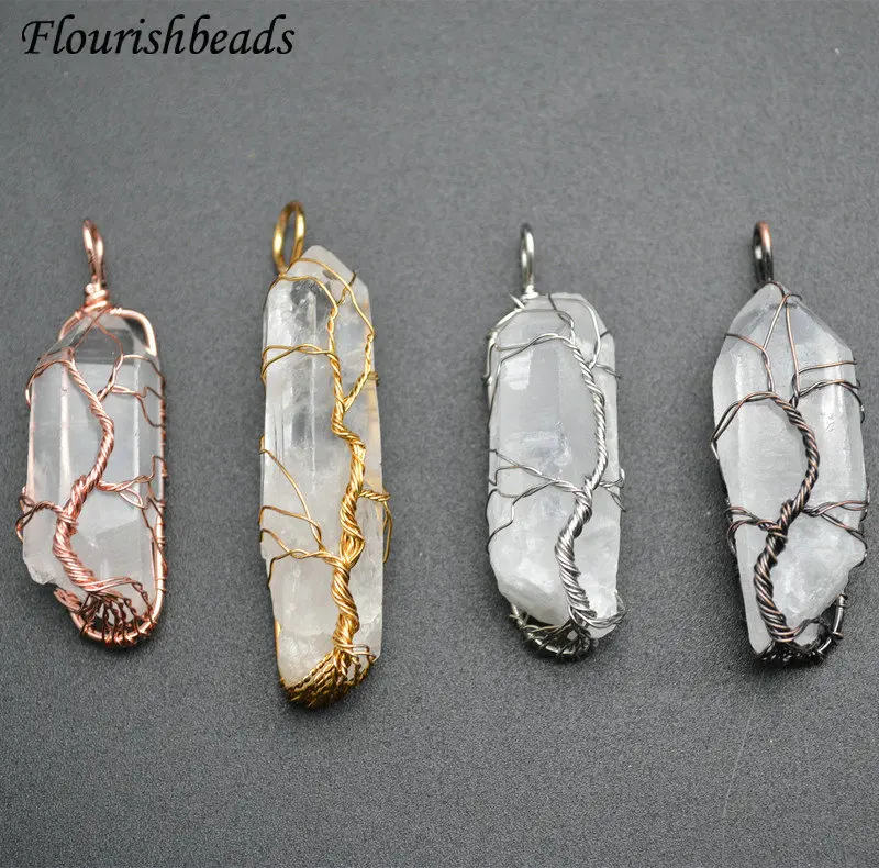 

Magical Irregular Long Point Winding Pendant Natural Crystal Mineral Healing Crystals Vintage Party DIY Gift Necklace Makings