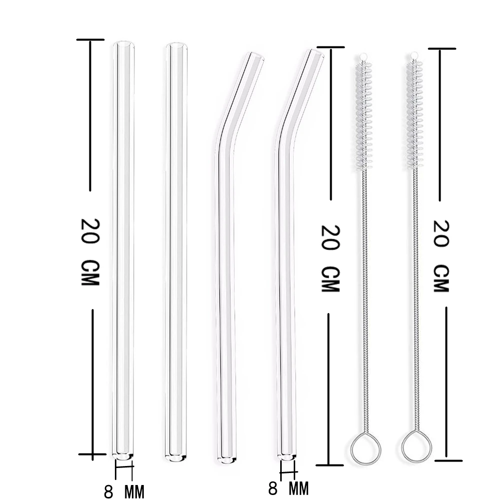 8 шт. специальные тонкие изогнутые стеклянные соломинки с прямым изгибом