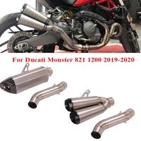 motorcycle system exhaust slip on titanium alloy muffler escape tip connect link tube for ducati monster821 1200 2019 2020