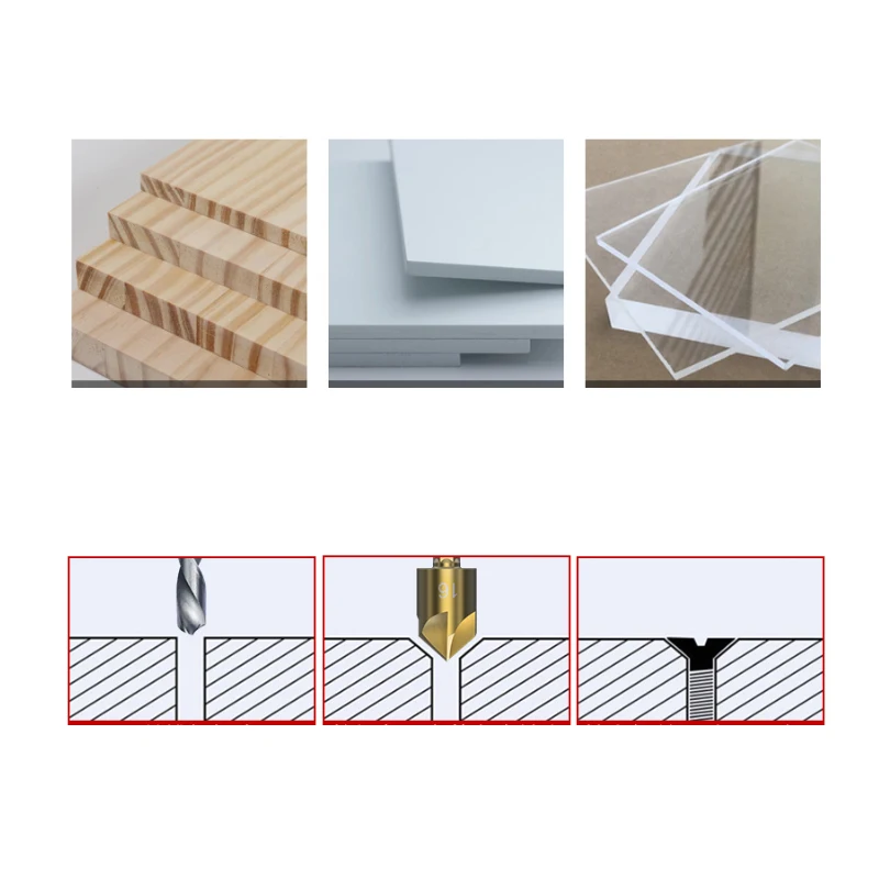 

6 Pcs 6mm-19mm Countersink Drill Bit Set 1/4'' Hex Shank HSS 5 Flute Countersink 90 Degree Wood Chamfering Cutter Chamfer