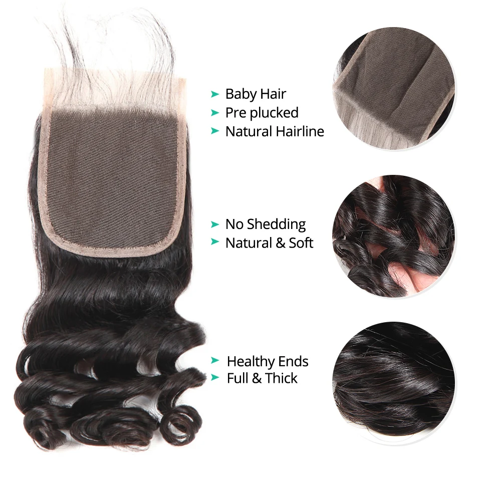 Asteria Hair Loose Wave Bundles With 5*5 Closure Brazilian Human hair Weave 3 Lace Remy Extensions | Шиньоны и парики