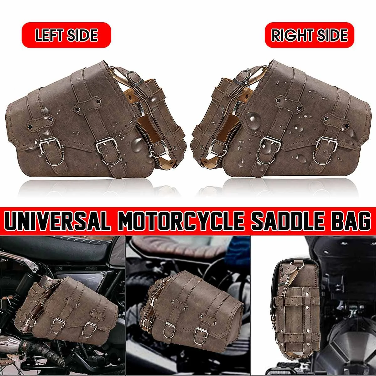 Satılık PU Deri Motosiklet Hurç Yan Aracı Bagaj Saklama çantası Su Geçirmez Eyer çanta Için Honda/Yamaha/Suzuki