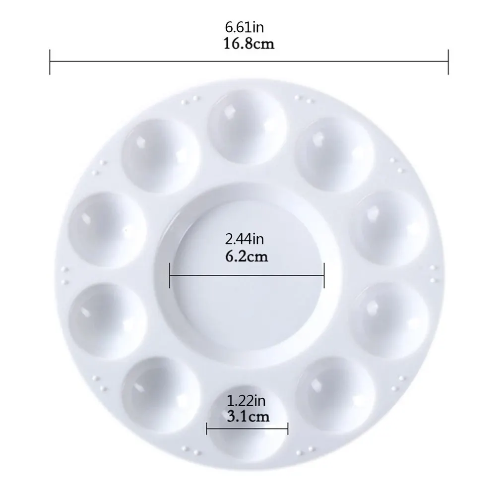 

Circular Plastic 10 Holes Palette Art Special Painting Tools Painting Watercolor Apparatus Paint Tray Palette White