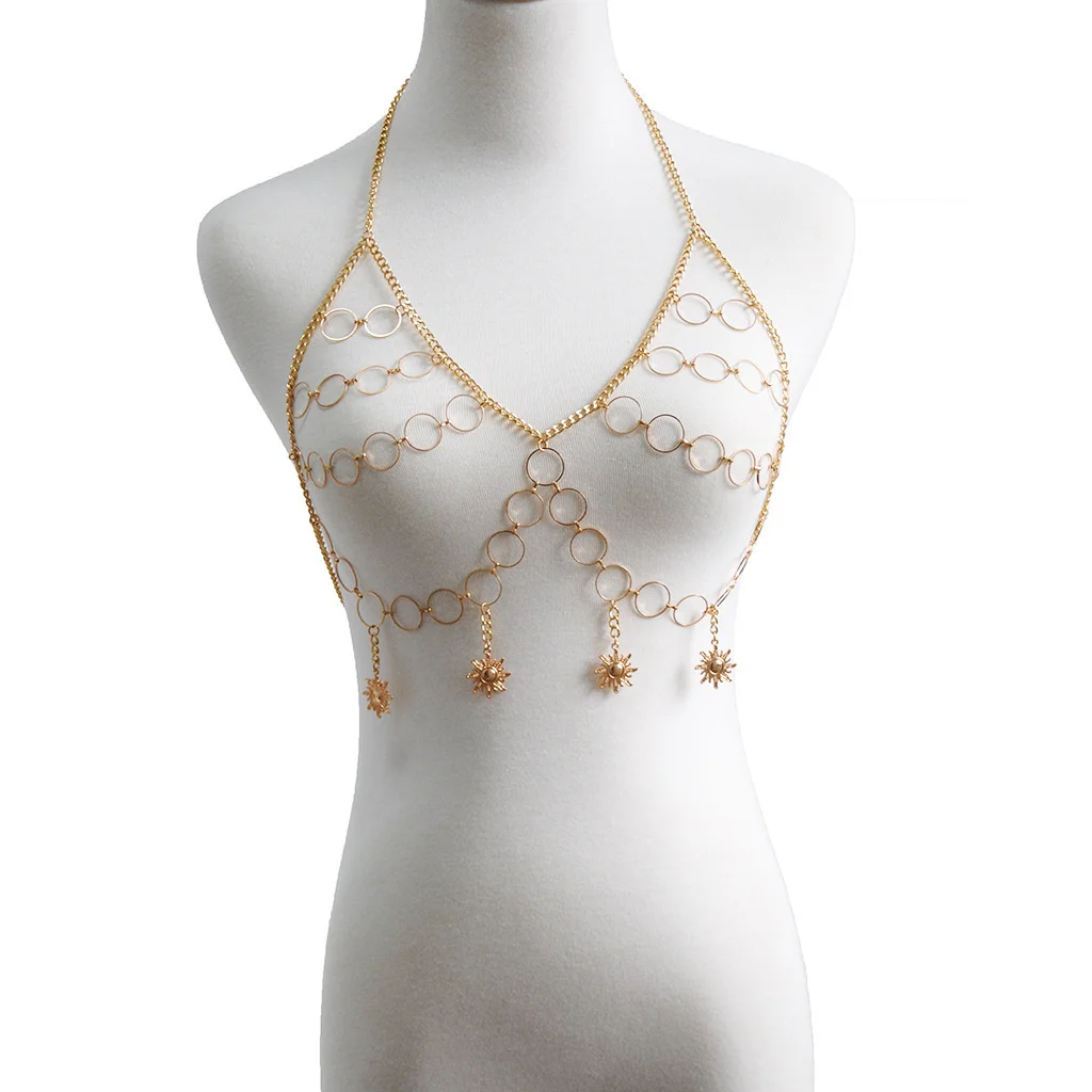 Цепочка на грудь Женская в стиле панк соблазнительное эксклюзивное нагрудное