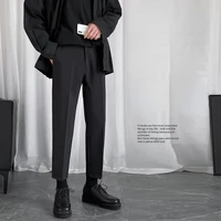 mens suit pants high quality business dress pants cuaual office wedding trousers korean loose straight streetwear black gray