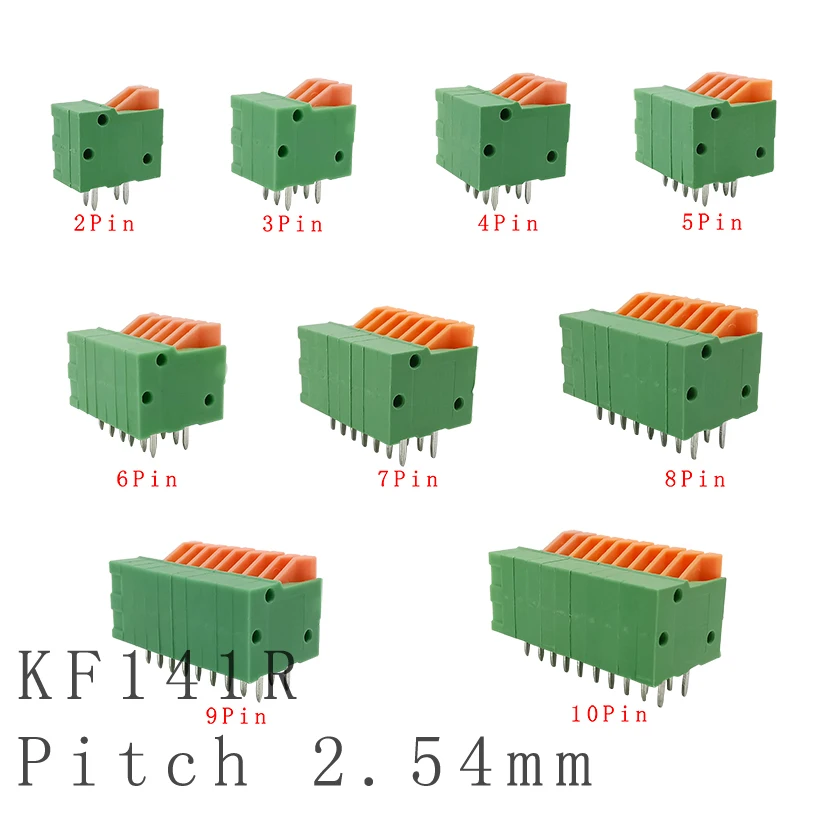 KF141R шаг 2 54 мм печатная плата установленная на пружине прямоугольный Клеммник