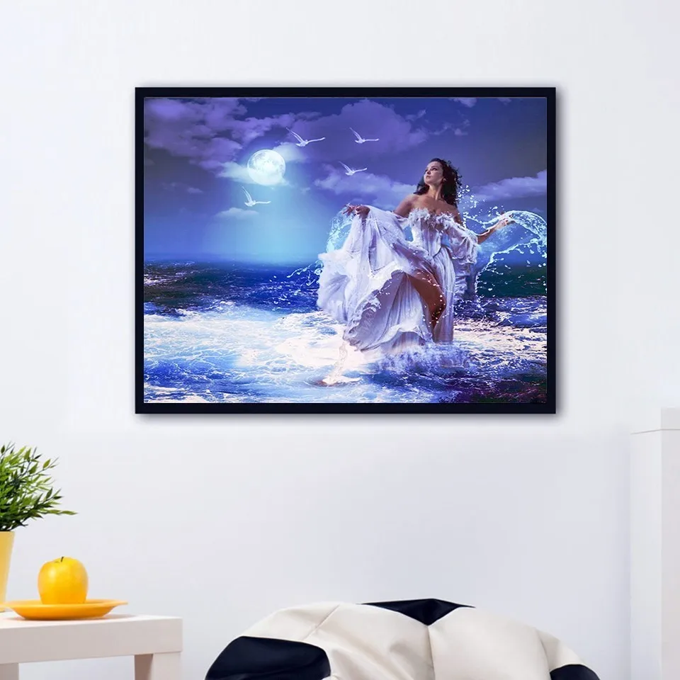 AZQSD алмазов картина Ночная Ландшафтная мозаика с бриллиантами для девочек