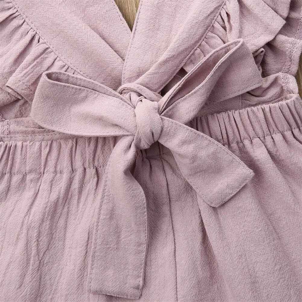 

Pudcoco 2020 Spring Newborn Baby Girl Clothes Sleevless Ruffle Solid Print Romper Jumpsuit Vest Collar Outfits Clothes Summer