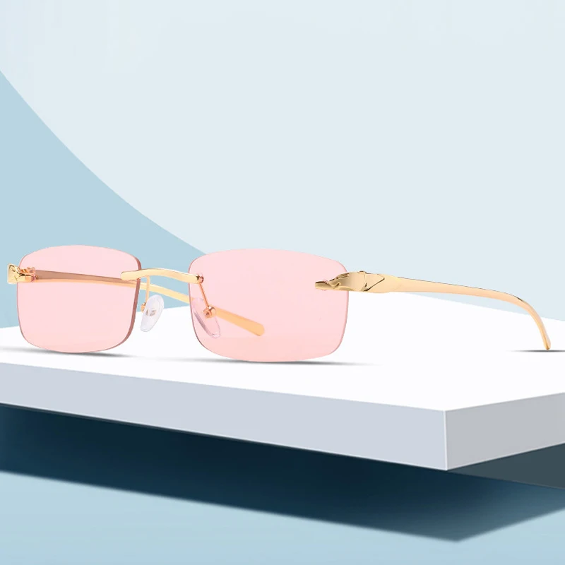 New luxury brand small frame women sunglasses fashion trend rimless men's sunglasses UV400 Oculos De sol