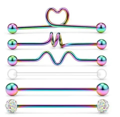 6 шт./лот шикарные Спиральные кольца из нержавеющей стали Для Пирсинга Ушей