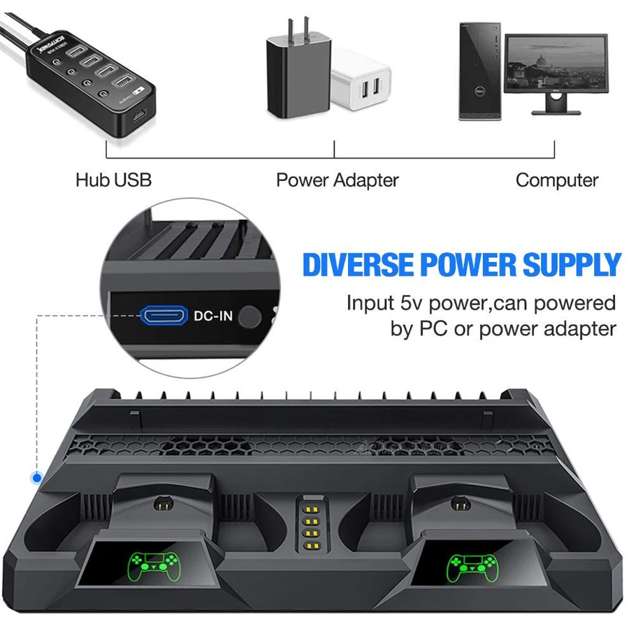Вертикальная подставка для PS4/Slim/Pro 2 контроллера зарядное устройство охлаждающих