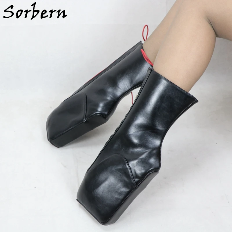 Женские ботильоны на танкетке Sorbern черные балетки унисекс с красным кружевным