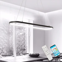 modern led chandelier for dining room kitchen fixtures light with remote black luster suspension restaurant bar hanging lamp