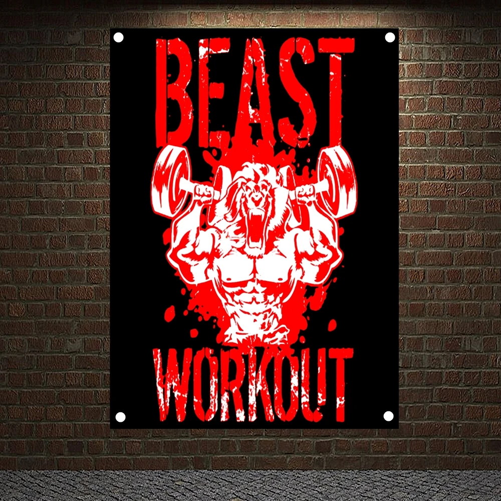 

Gym Decor Banners Sports Training Motivational Slogan Flags Workout Inspirational Poster Tapestry Wall Hanging Canvas Painting 2