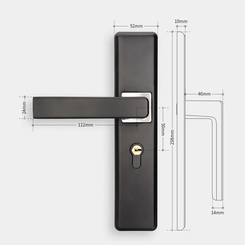 Черный дверной замок Раздельный дверные ручки для межкомнатных дверей бесшумный