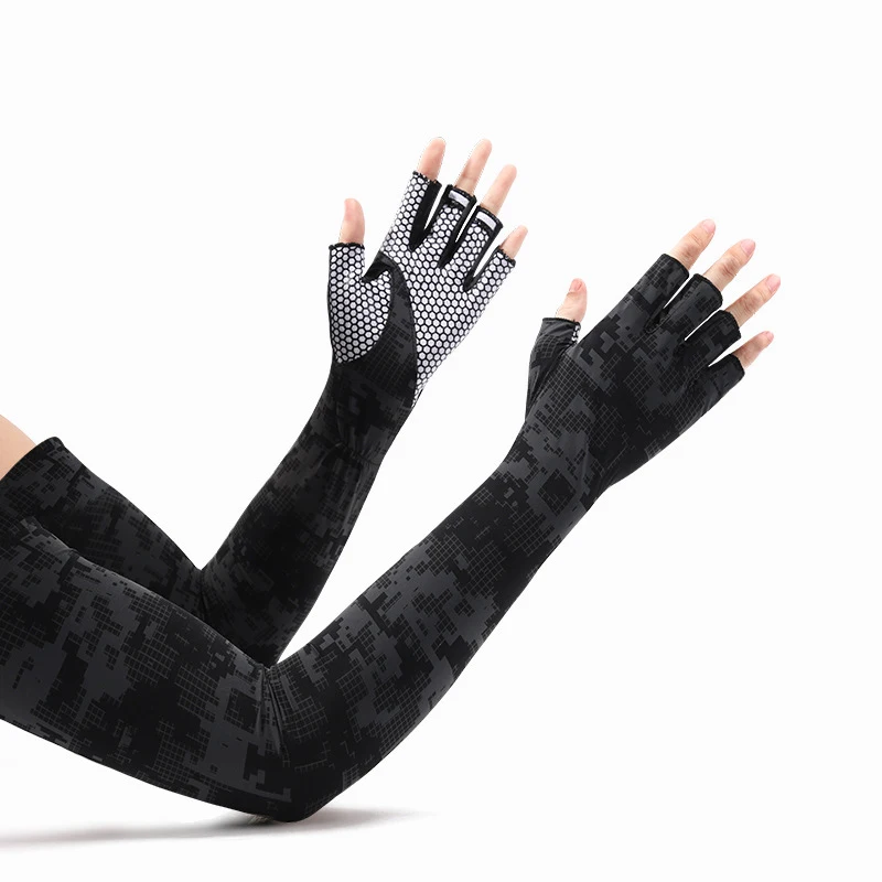 

Камуфляжные Шелковые Летние солнцезащитные быстросохнущие наружные рукава для бега езды на велосипеде защитные крутые рукава с татуировк...