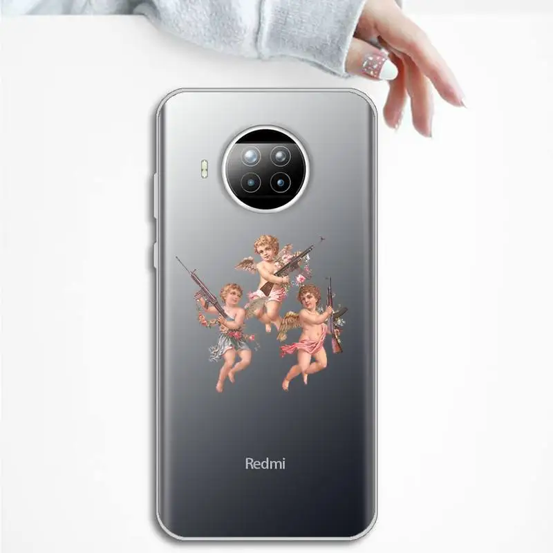 

Phone Case Transparent for Xiaomi mi Redmi note 10 t 8 9 pro lite 11 Samsung S 8 9 10 20 angel
