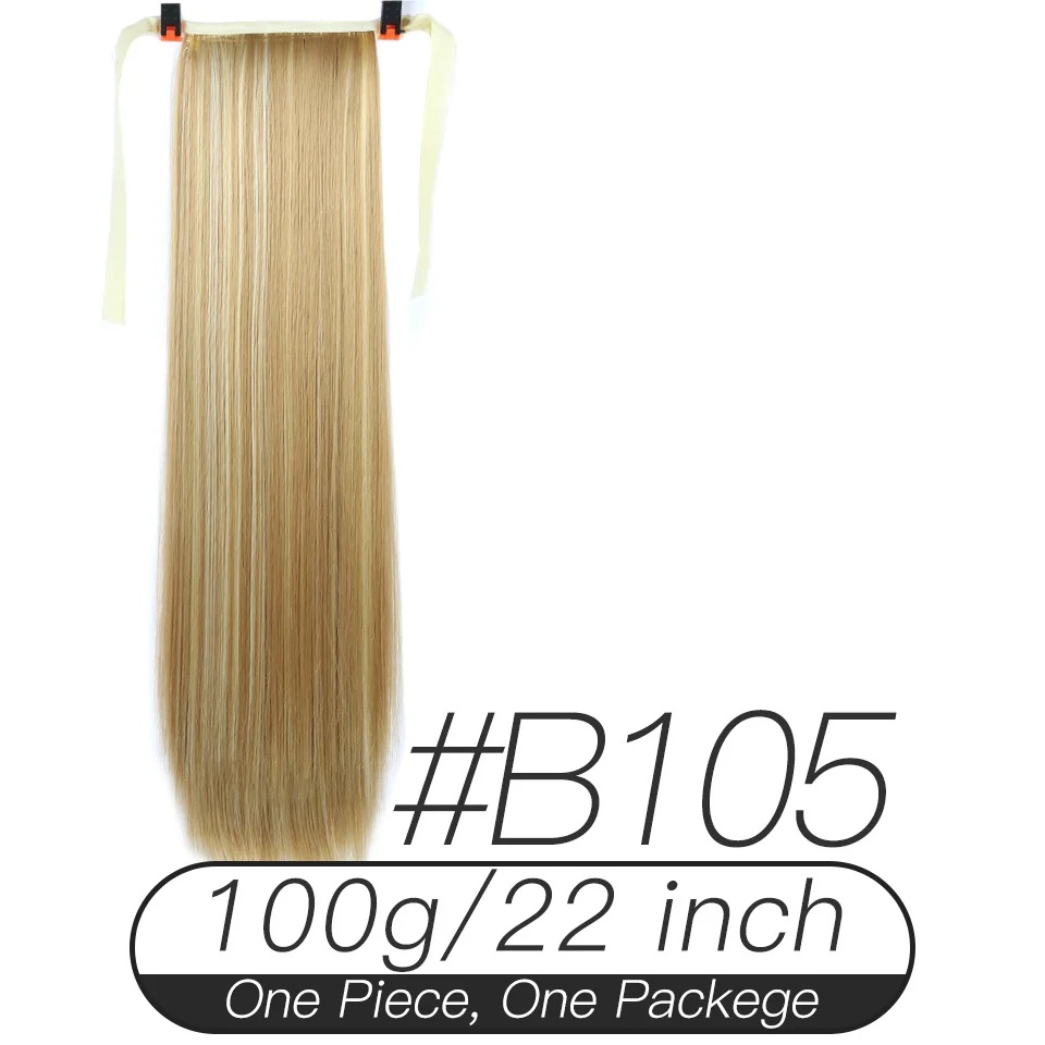 B105 Xnaira афро поддельные волосы пучок кусок блонд длинный прямой шнурок конский хвост Синтетический конский хвост наращивание волос Клип Ins для черного - Цвет: B105